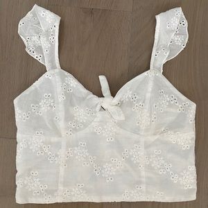 White Lace Cropped Tank Top